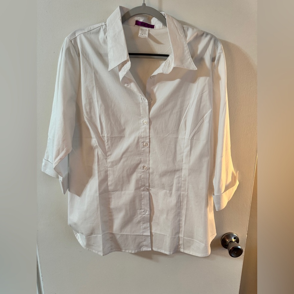 NEW Women's White Crisp Button Down Shirt xxl